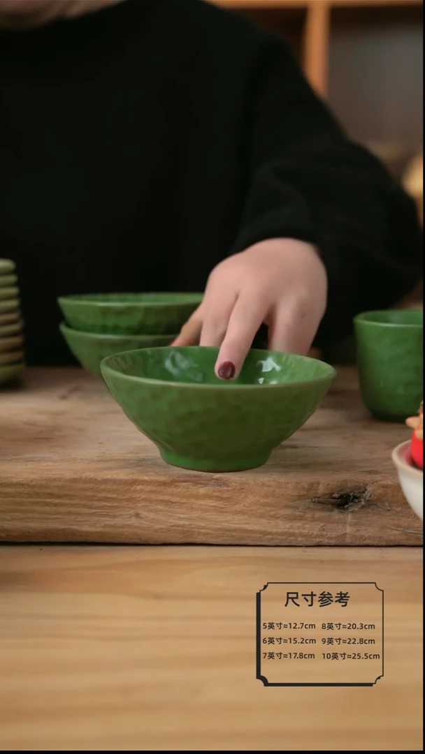 【闪购商品】微瑕绿色手捏斗笠米饭碗【壶