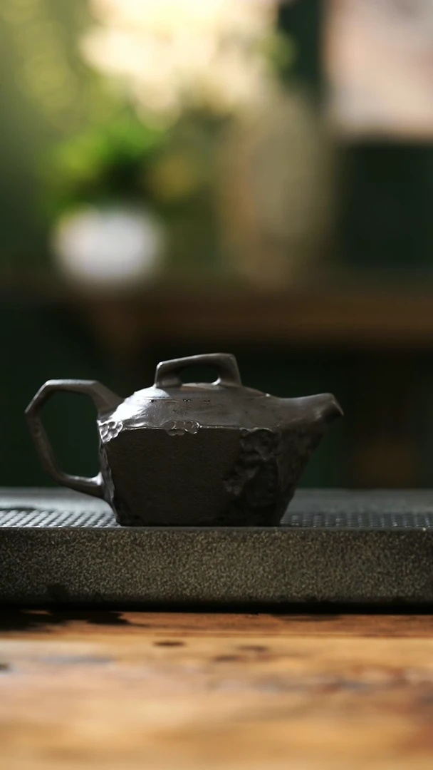 中式冰碛岩整石雕刻几何壶