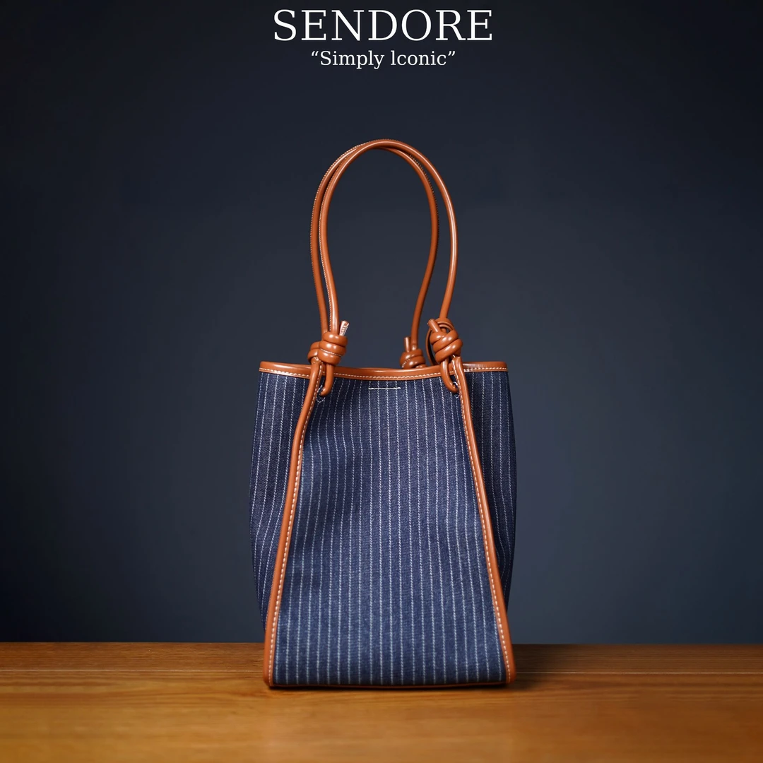 SENDORE 森岛/托特包 丹宁牛仔蓝色时尚休闲百搭小众单肩包