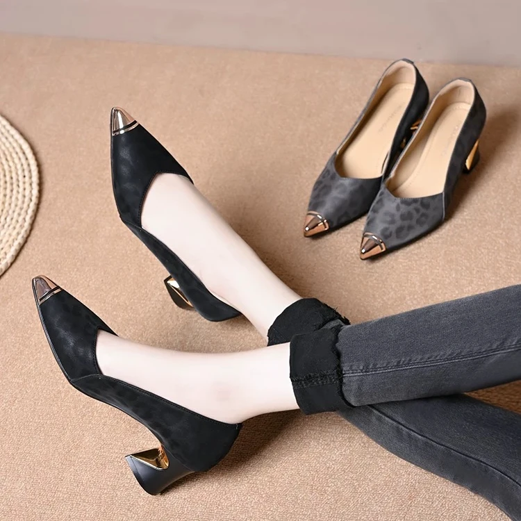 浅口软底单鞋女2025春季韩版铁头舒适鞋百搭气质小香风晚晚鞋康3