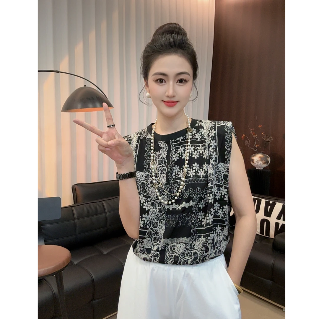 【文文严选】夏季新款复古印花宽松百搭上衣短袖设计感休闲T恤女潮