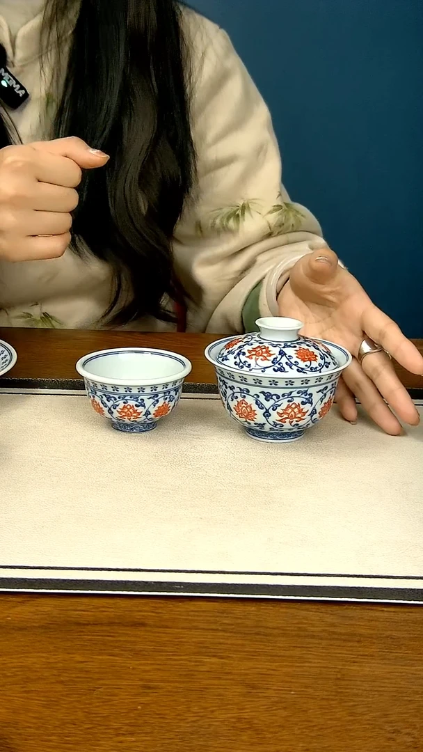 【闪购商品】釉里红缠枝莲两件套----小压