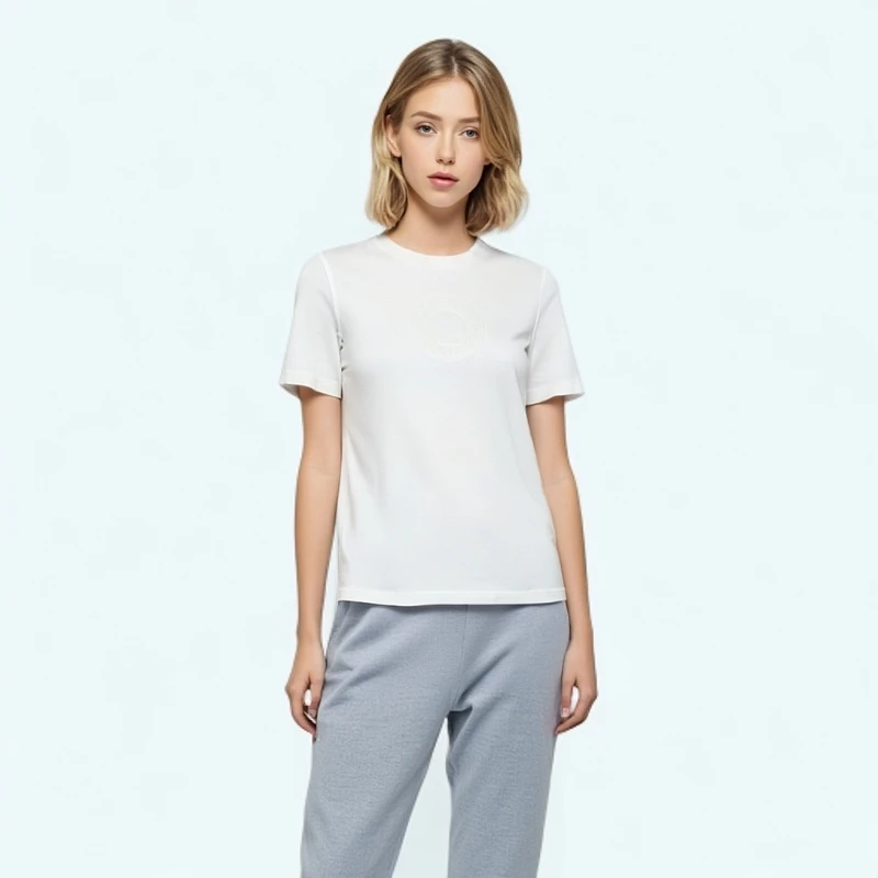 99新 BURBERRY/博柏利 12107195 印花logo圆领短袖T恤 白色 XS码