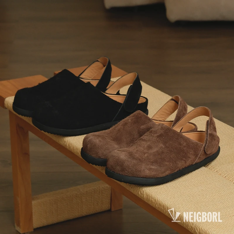 【勃良街】NEIGBORL钊叔制包头勃肯魔术贴平底休闲懒人半拖鞋