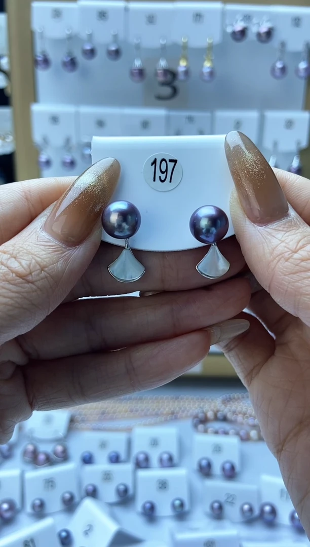 银S925镶嵌耳饰淡水珍珠197