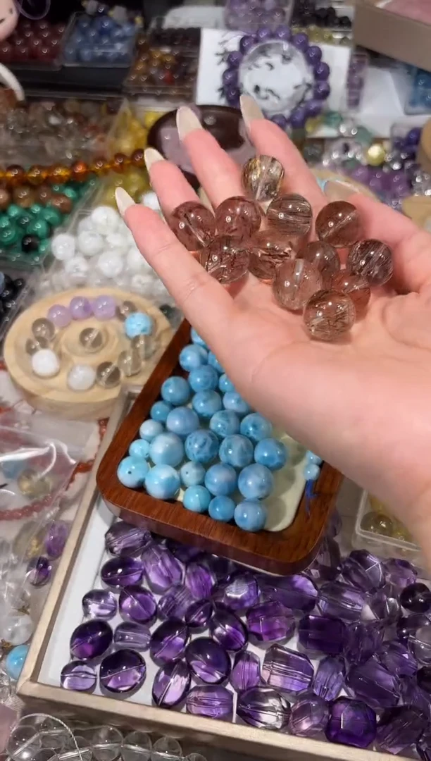 水晶手串未镶嵌K32黑金超单珠卡16