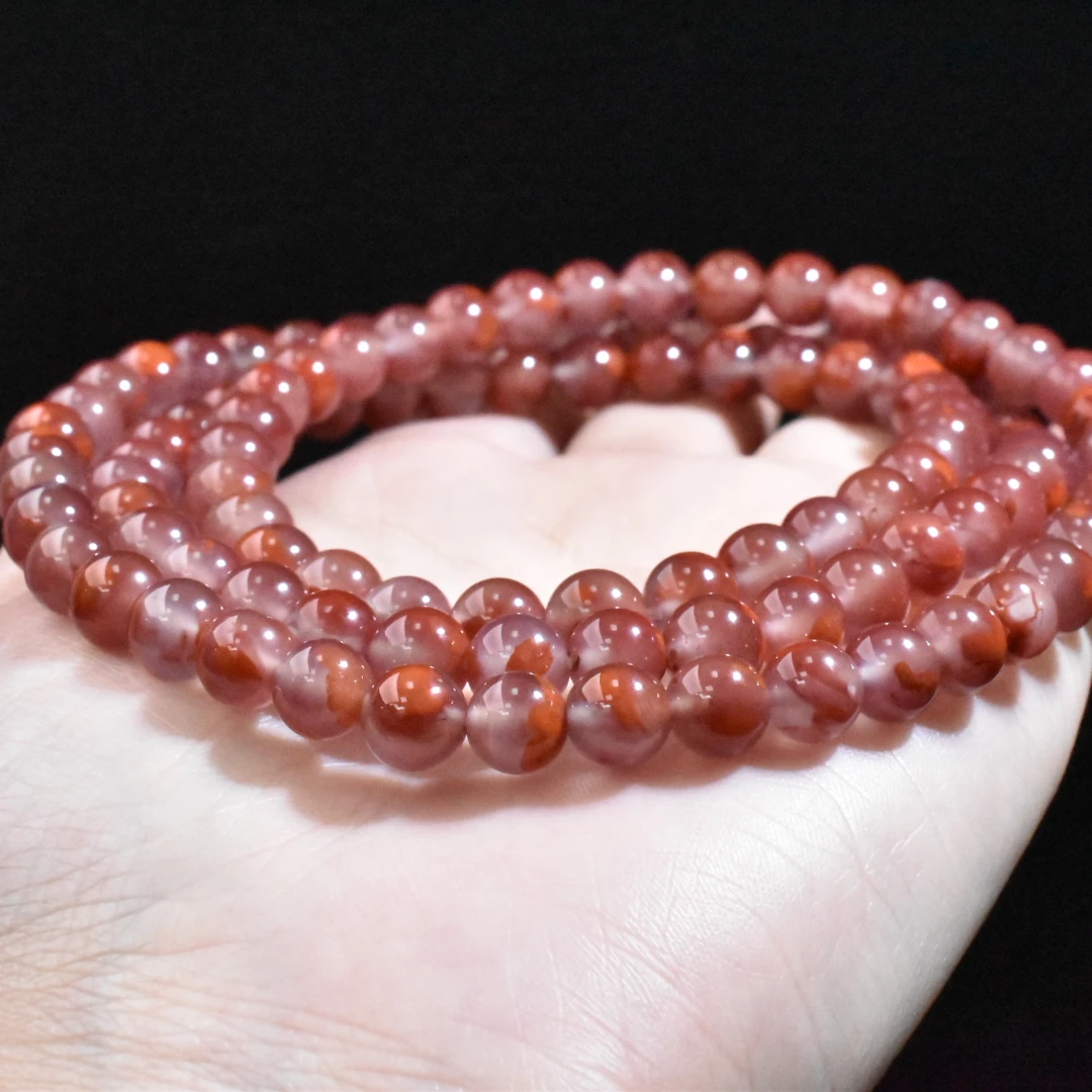 【一九珠宝】卡7mm南红瓦西玫瑰飘花长链-多样性发一件  YJ9797