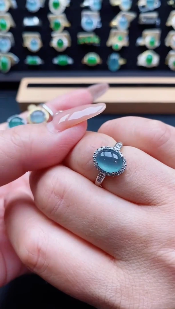 银S925镶嵌戒指翡翠1