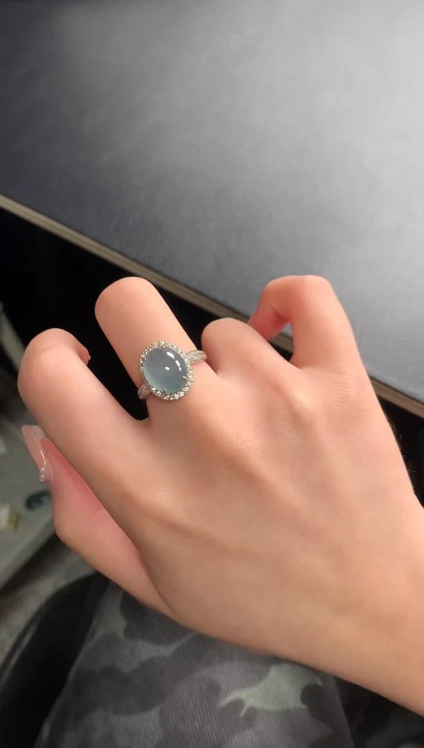 【闪购商品】翡翠戒指银S925镶嵌6514