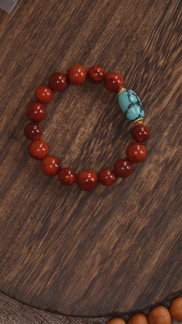 18K金镶嵌手链南红玛瑙1