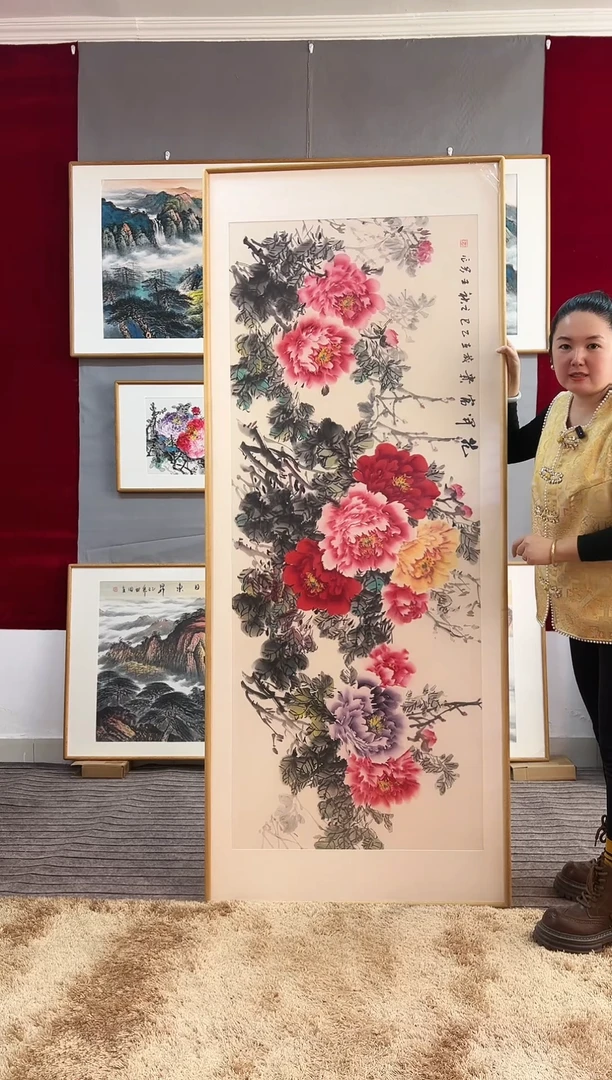 国画手绘荷花202*82尺寸