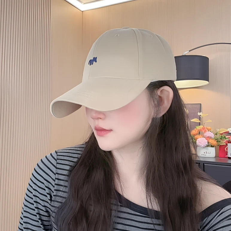 刺绣小狐狸硬顶棒球帽大头围显脸小鸭舌帽加大加宽遮阳帽百搭帽子