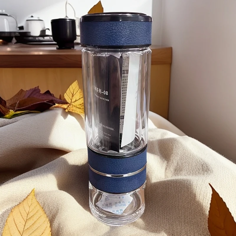 zk-屏显双玻璃茶水分离泡茶杯玻璃带滤网370ml