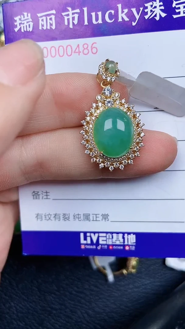 颈饰银S925镶嵌翡翠0486