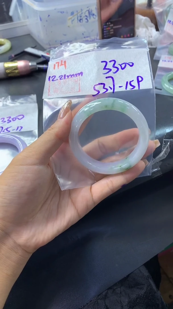 未镶嵌定制翡翠174手镯53.7+3300元+拍一发一