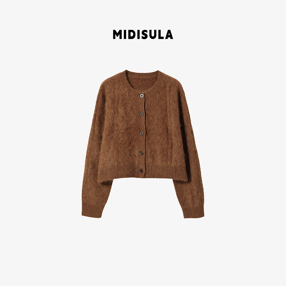 阿玉家&时尚韩系通勤宽松百搭纯色甜美优雅风四扣羊毛开衫#02579