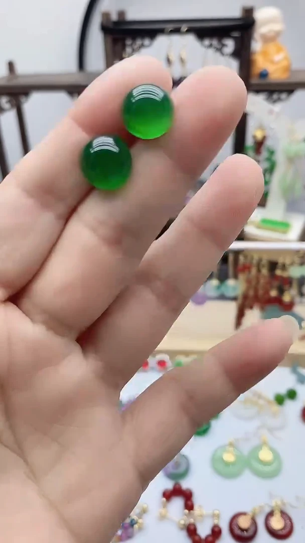 14K金镶嵌耳钉玛瑙/玉髓311