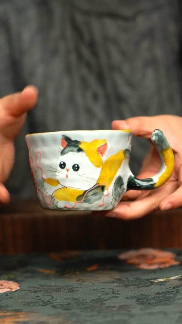 杯釉下彩手工手绘同款陶器