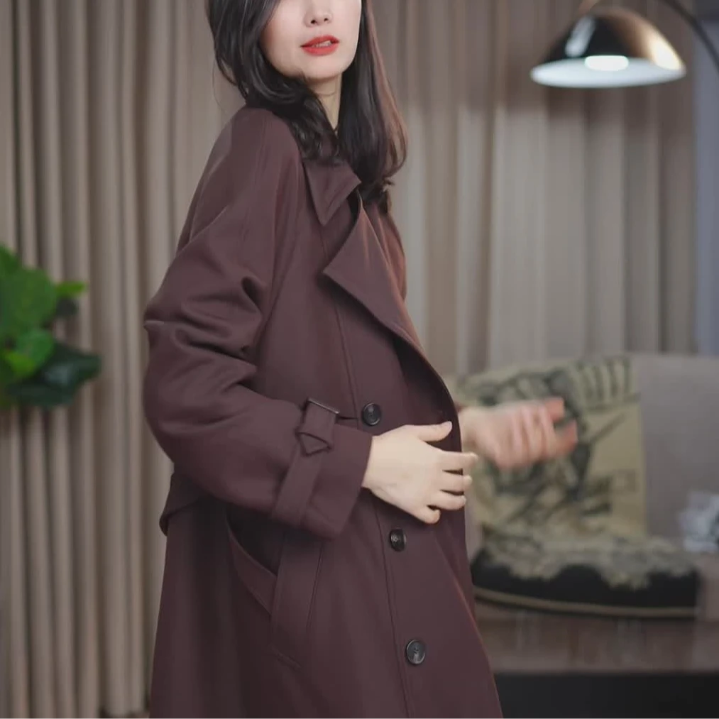 2025早春新款百搭经典气质轻奢宽松中长款修身小个子风衣外套女