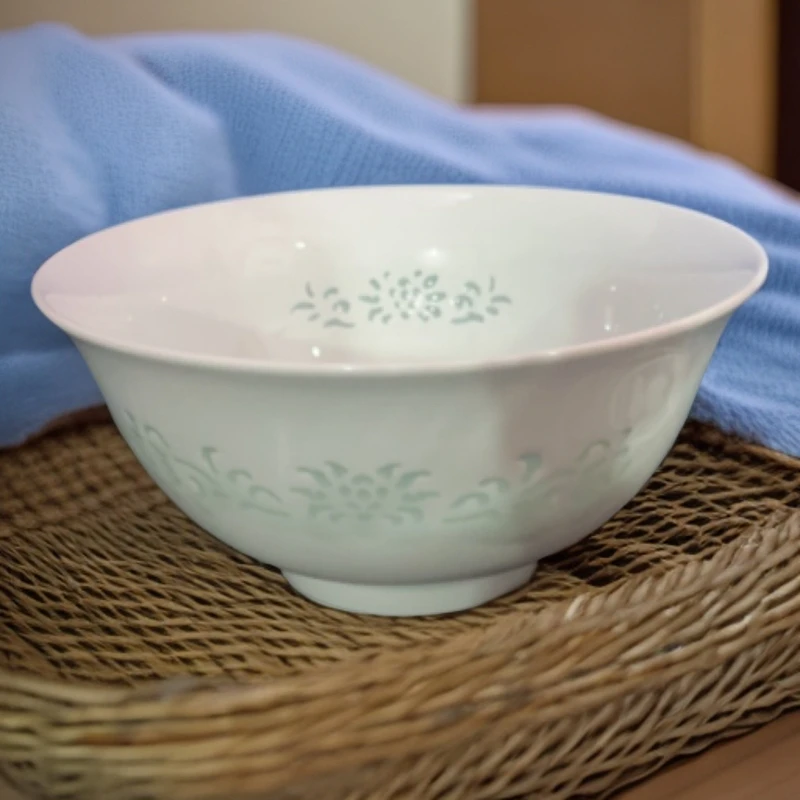 景德镇陶瓷影青釉玲珑8寸大面碗