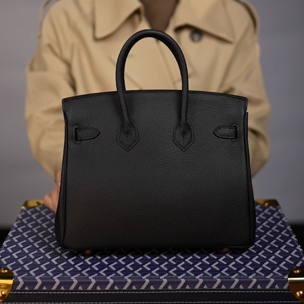 【Molly定制】原创设计头层牛皮黑色金扣25BK女包