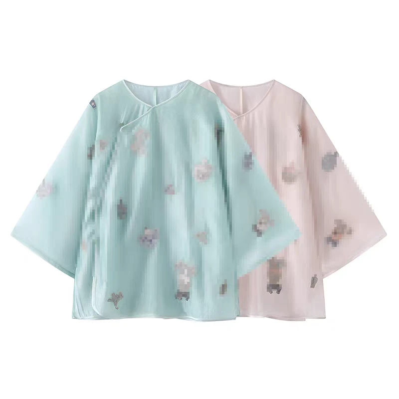 1990原单商场同款新国风复古新中式花朵刺绣宽松衬衫外套女