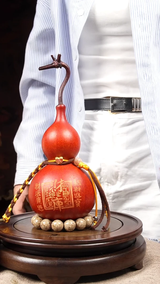 【闪购商品】1524大漆葫芦摆件未开口