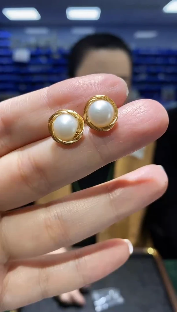 银S925镶嵌耳饰淡水珍珠EZ5408