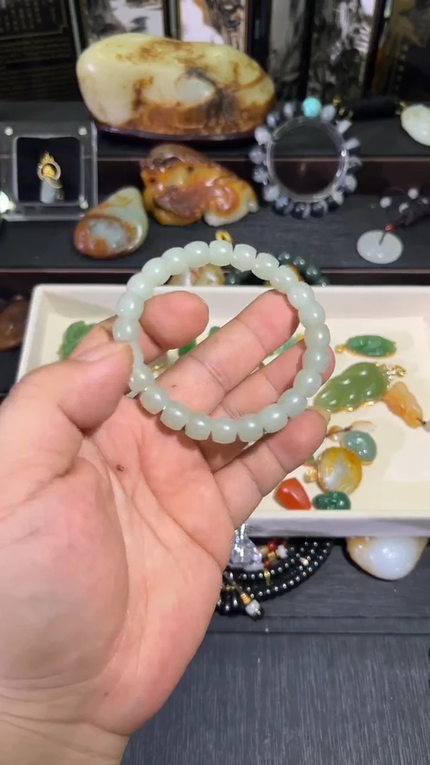 未镶嵌手串和田玉（白玉）于田白玉手串