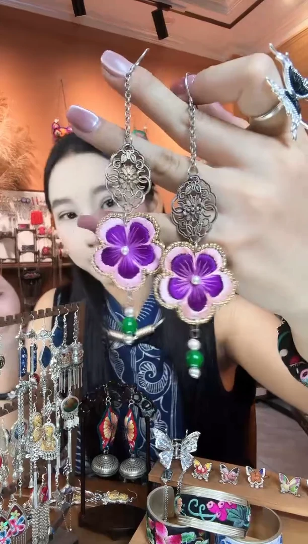 刺绣纯手工民族风耳环