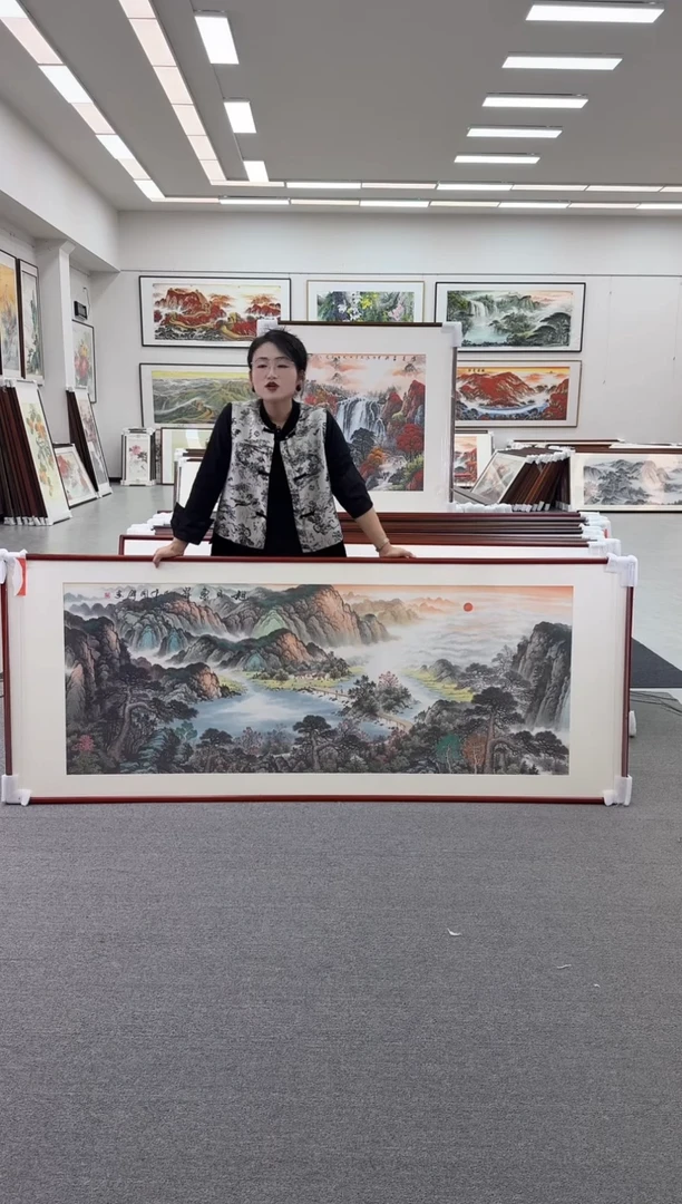 国画陈***麦手绘219*88旭日东升