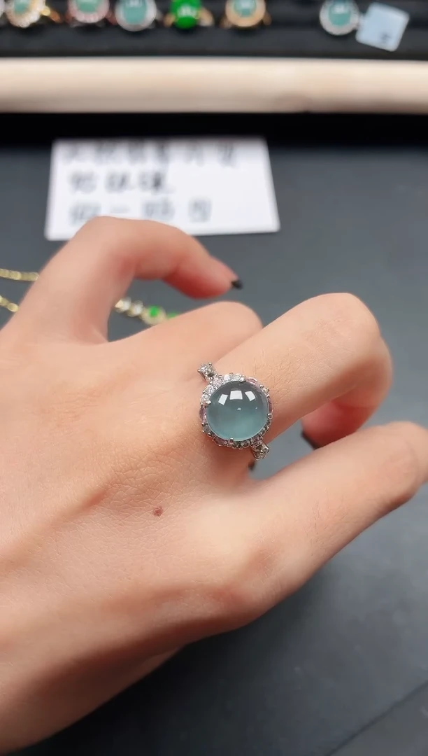 翡翠戒指银S925镶嵌111