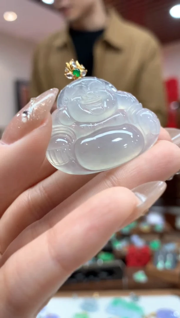 【闪购商品】翡翠吊坠(不含链)18K金镶嵌佛公