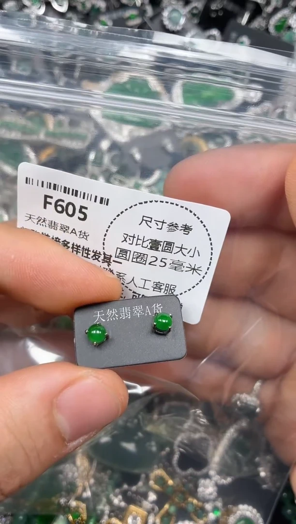 颈饰未镶嵌翡翠F605耳钉