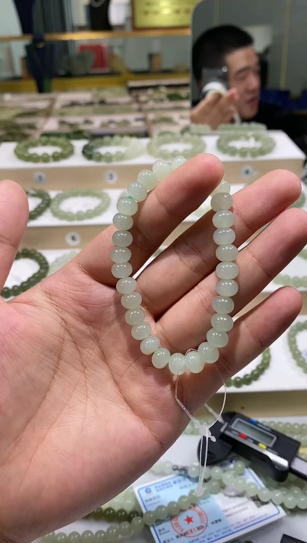 手串未镶嵌和田玉天然和田玉白冰晴算盘珠手串多样性发货一件