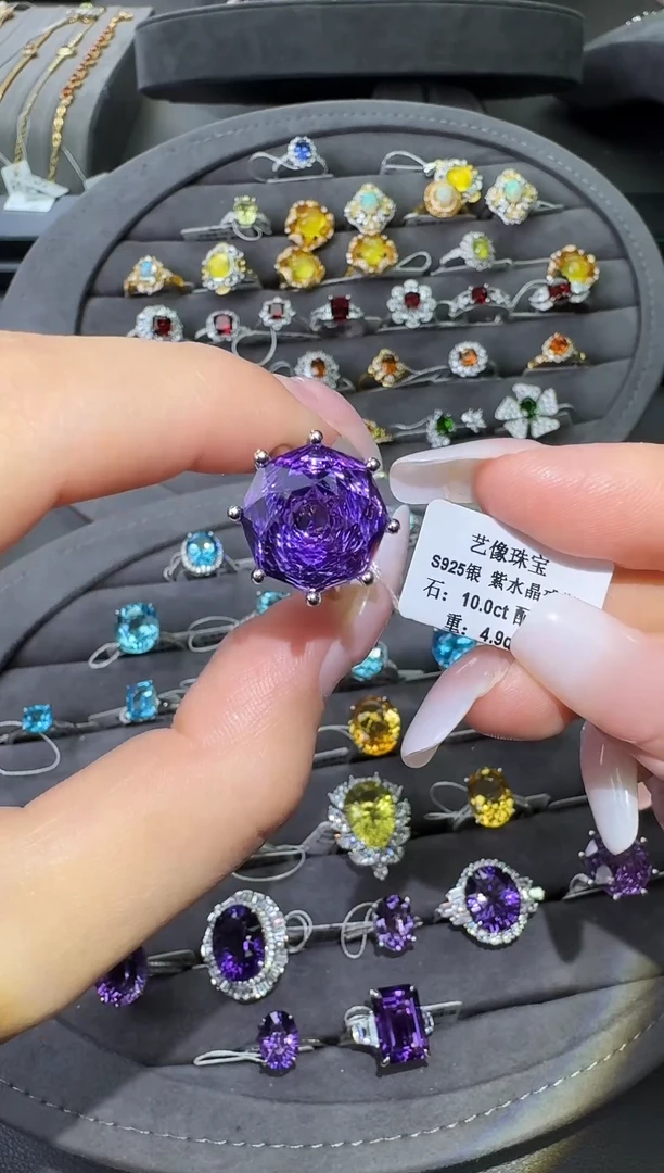 银S925镶嵌戒指水晶10.0ct【七天鉴赏期】