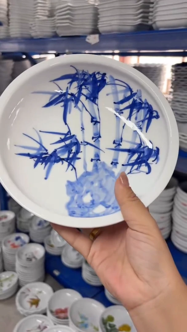 瓷片景德镇高温釉中彩-大月亮盘