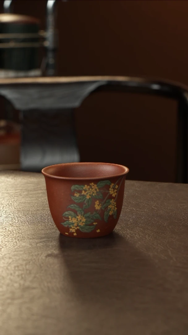 茶杯紫砂吴春艳金砂底槽清金桂飘香