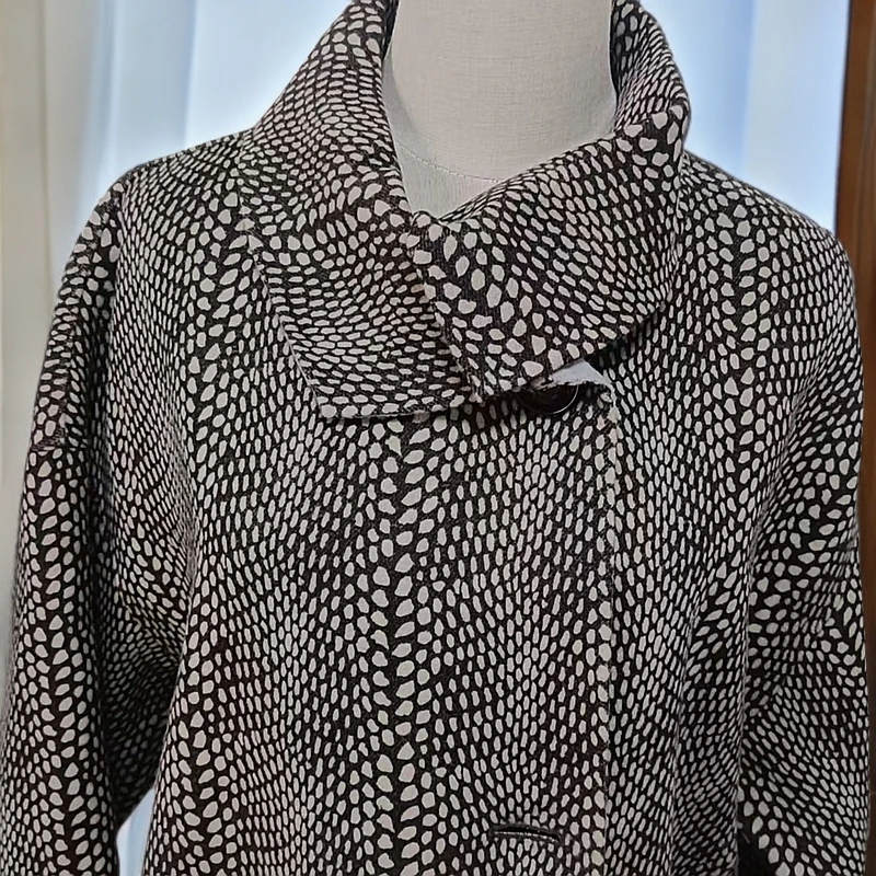 秋冬宽松洋气休闲开叉中长款大衣9031