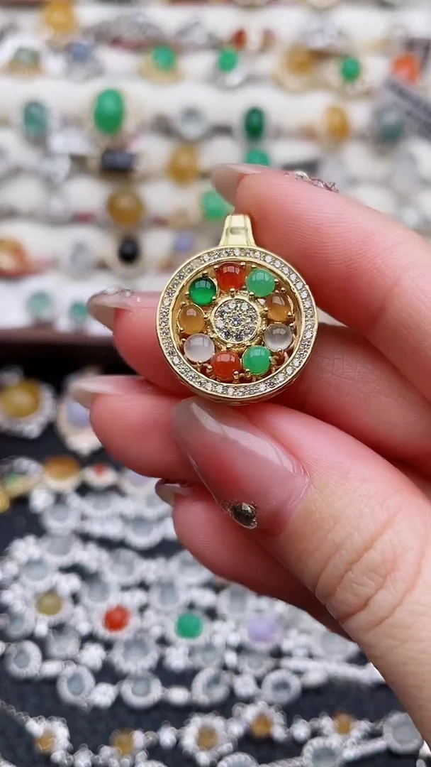 吊坠(不含链)银S925镶嵌翡翠172