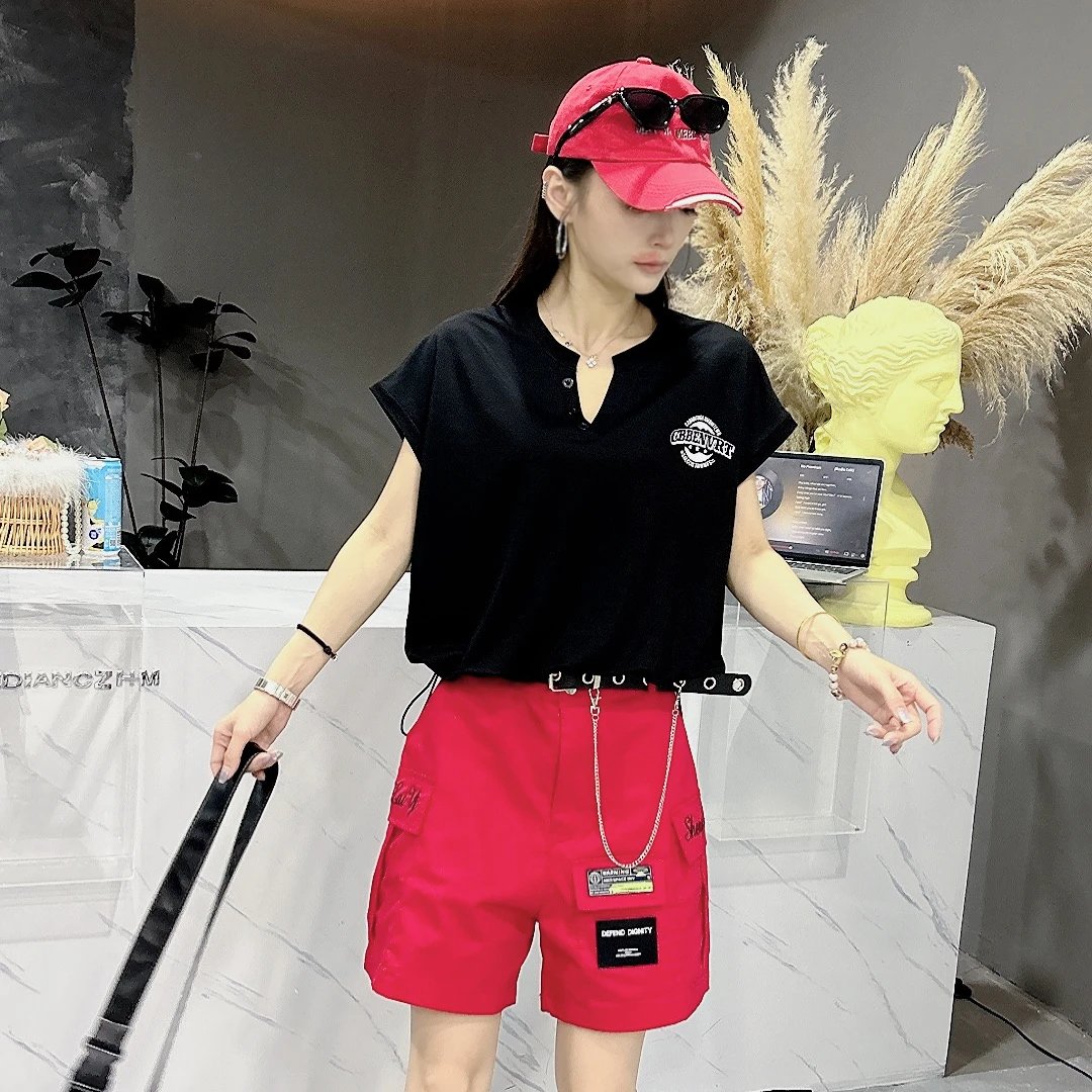 9581夏季新款V领坎肩T恤