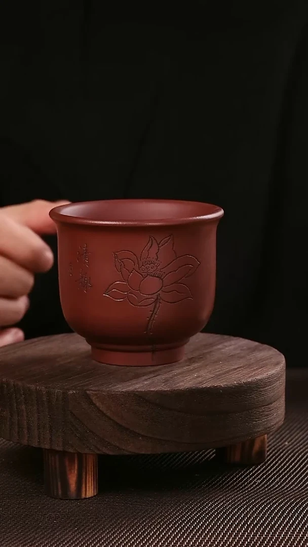 茶杯紫砂紫砂刻绘主人杯4