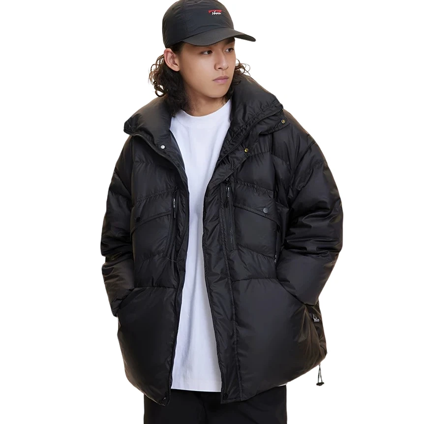 YR705冬季保暖美式复古设计感纯色简约情侣百搭宽松立领羽绒服