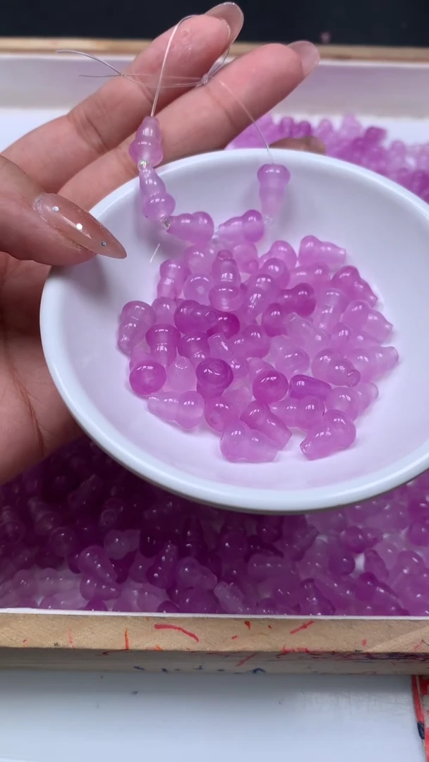 未镶嵌散珠玛瑙/玉髓E694 冰紫 葫芦8*10mm10个6.8元