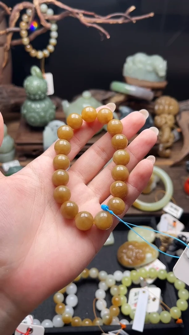 手串未镶嵌和田玉卡12若羌全糖 圆珠9003460