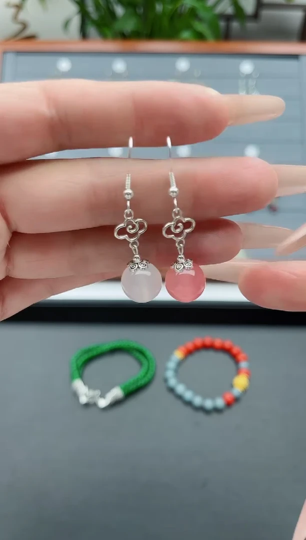 【闪购商品】玛瑙/玉髓耳饰银S925镶嵌916变色珠
