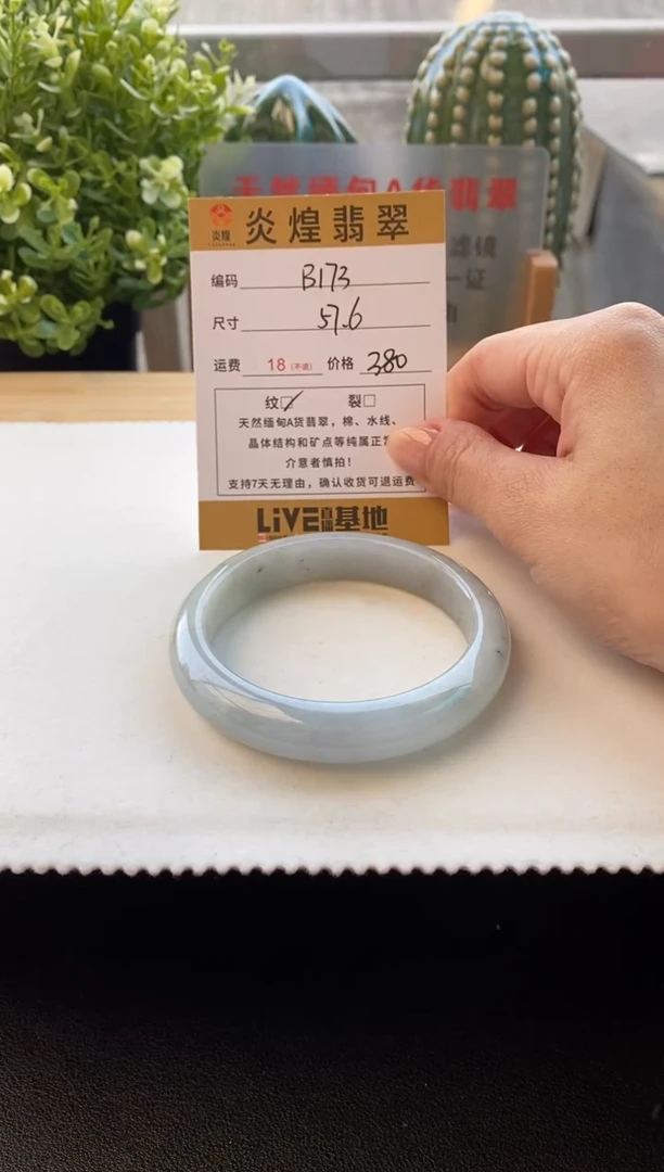 未镶嵌手镯翡翠圈口57.6编码b173
