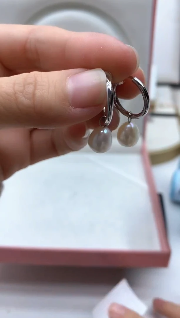 银S925镶嵌耳饰淡水珍珠1