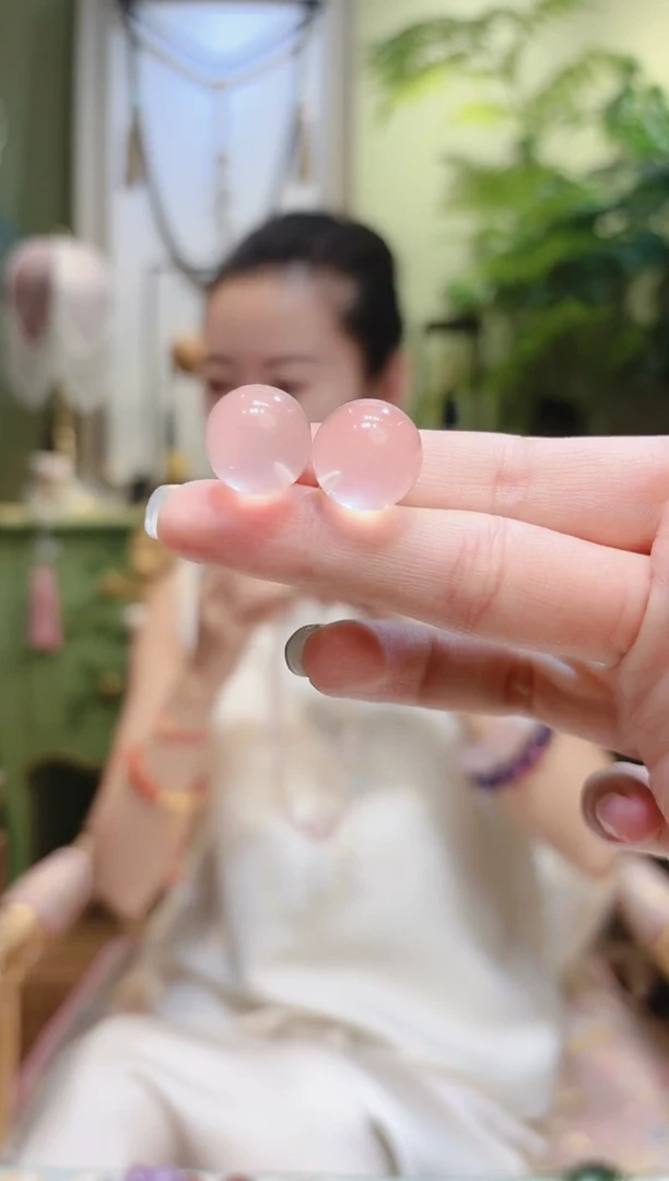 【闪购商品】水晶耳饰18K金镶嵌粉水晶耳饰