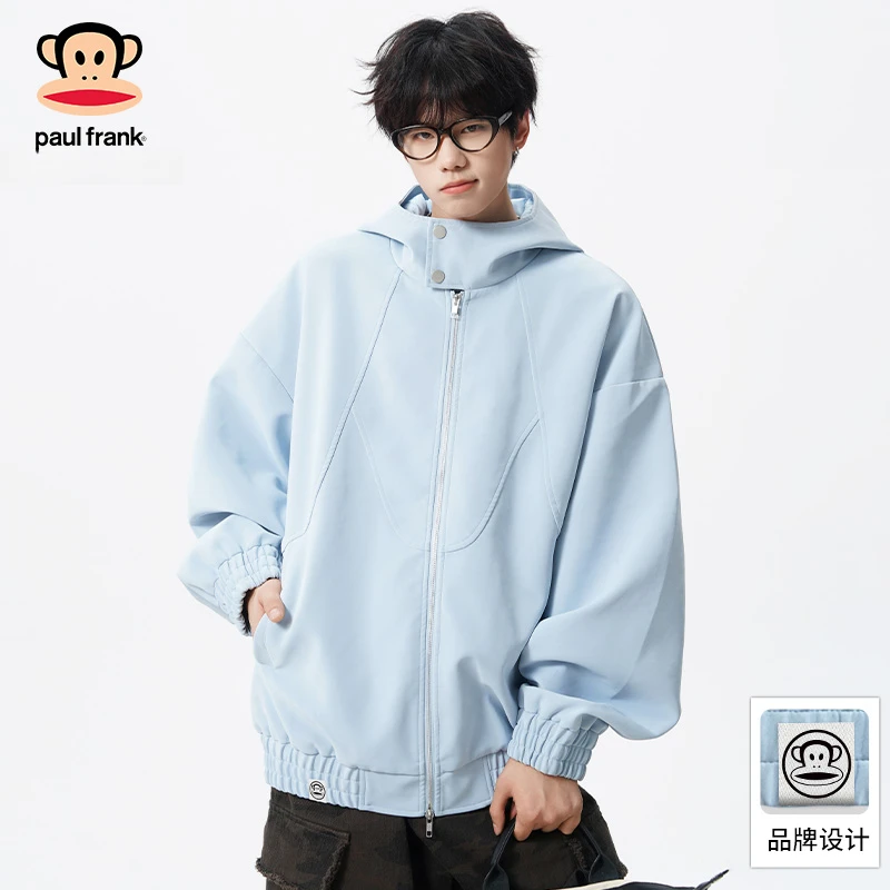 PaulFrank/大嘴猴美式潮牌连帽夹克男士秋季新款休闲宽松情侣外套